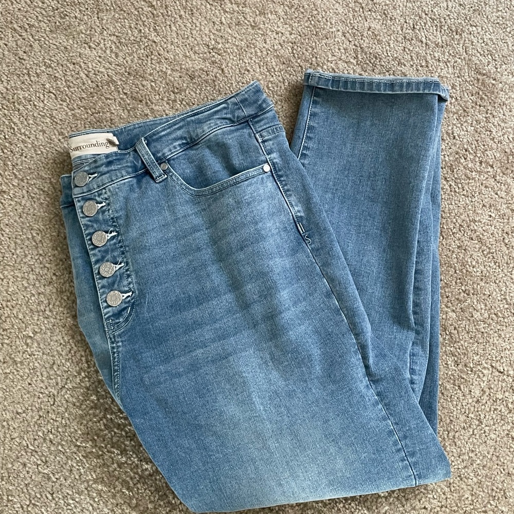 Soft Surroundings Jeans Ultimate Denim Exposed Button High Rise